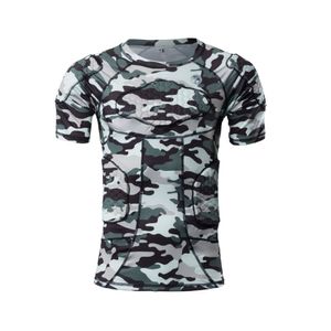 DGXINJUN - Camiseta de compresión acolchada y manga corta, protección para el hombro, acanalado en el pecho, muslos y bujas, protector de camuflaje, p