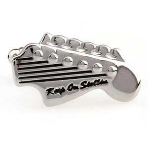 mrcuff Guitarra Cabeza Par de gemelos en una caja de regalo y paño de pulido