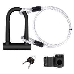 DINOKA Bike U Lock - 16mm Heavy Duty Security U Cable Bike Lock with 4ft Flex Bike Cable and Sturdy Mounting Bracket for Road Bike Mountain Bike Elect