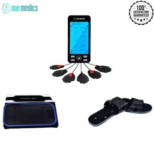 Rechargeable NueMedics Tens 24 Muscle Stimulator Complete Set + Flex Snap on Belt for Lower Back + Reflexology Slippers Pain Relief Therapy Muscle Rec