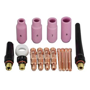 TIG Collet cuerpo TIG Alúmina boquilla Copa TIG Back Kit Fit Sr wp-17 18 26 Tig antorcha de soldadura Accesorios consumibles 16pcs