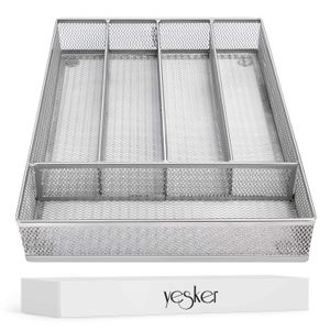 Yesker 5 compartimentos de malla pequeña bandeja de cubiertos con pies de espuma – organizador de cocina/almacenamiento de utensilios de cocina bandej