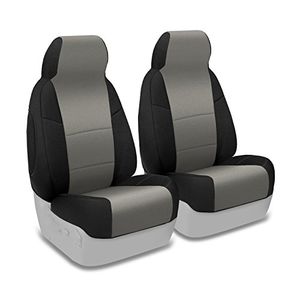 Coverking Custom Fit Front 5050 Highback Funda de asiento con cubo para ciertos modelos Ford Bronco Neoprene Medium Gray con laterales negros