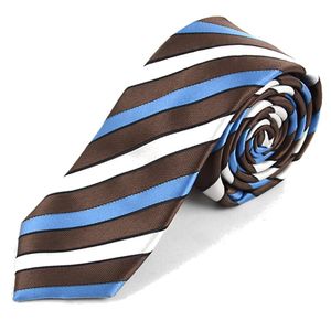 De los hombres café rayas, color azul y blanco de microfibra Fashion Tie Necktie Neckwear