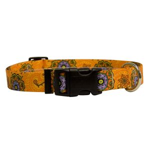 Amarillo diseño de perro Folk Flores perro collar 3/4" Amplia y Fits cuello 10 A 14," pequeñas