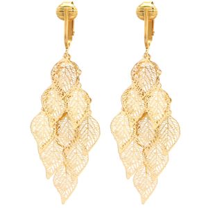 Hermosos pendientes de clip para mujer, mariposa bohemia, libélula, hojas, flores, aleación, 43225-26545
