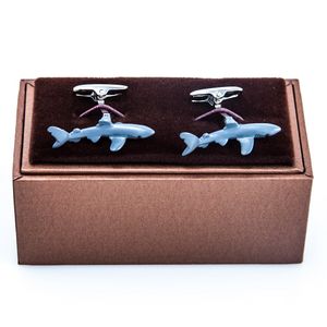 mrcuff Shark Par de gemelos en una caja de regalo y paño de pulido
