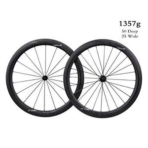 ICAN AERO 50 Superlight 47.87 oz Carbono Ruedas de Bicicleta de Carretera 1.969 in Deep Clincher sin Tubell Ready con Straight Pull Hub 18/24 Orificio