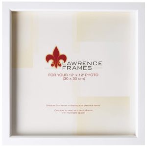 Lawrence Marcos 795212 Color Blanco Madera Treasure Box Shadow Box Picture Frame, 12 por 12-Inch
