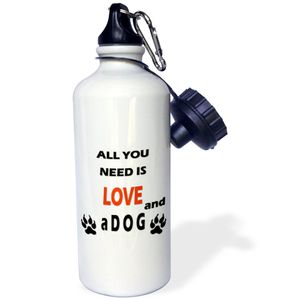 3dRose WB _ _ _ _ _ _ _ _ _ _ 220700 _ _ _ _ _ _ _ _ _ _ 1 " All You Need es un Love & un perro. Mejor Amigo. Cool diciendo. Deportes "Botella de agua