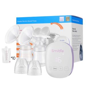 Bomba de leche eléctrica doble Smibie, bomba de leche portátil recargable, sin BPA, 4 modos y 16 niveles de succión, bomba de alimentación sin dolor,