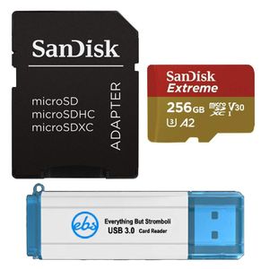 SanDisk - Tarjeta de memoria Micro Extreme de 256 GB SDXC con cámara Gimbal de bolsillo DJI Osmo 4K V30 Clase 10 A2 UHS-I (SDSQXA1-256G-GN6MA) Plus (1