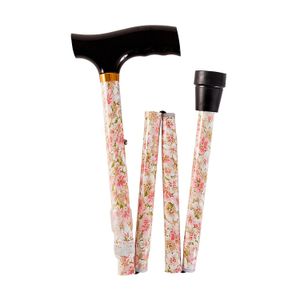 Bastón Duro-Med plegable con tapa de madera, 502-1325-9906, Beige floral, 1, 1