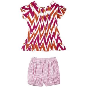 Masala Baby Bebé Niña 2 Pieza Laya Dress Set (Baby) – Chevron Ikat Pink, 18-24 meses