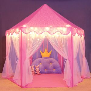 Wilwolfer Princess Castle Play Carpa para Niñas Grandes Niños Jugar Tiendas Hexágono Playhouse con Estrellas Juguetes para Niños Juegos de Interior (R