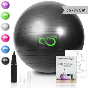 Live Infinitely Exercise Ball (55cm-95cm) Extra Thick Professional Grade Balance & Stability Ball- Anti Burst Tested Supports 2200lbs- Includes Hand P