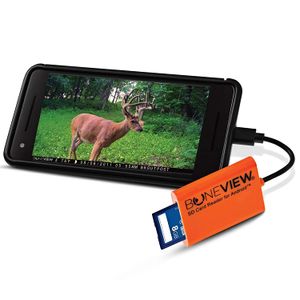 BoneView SD Card Reader for Android - Type C USB Trail Camera Viewer Play Deer Hunting Photo & Video from All Game Cam Memory on Any Smart Phone, Sams