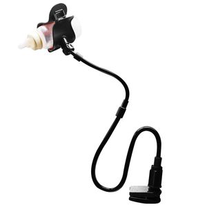 Soporte de botella para bebé, multifunción 360o Rotación antirrebote a prueba de explosión Gemelos botella soporte manos libres, Negro
