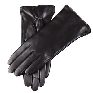 Warmen – Guantes para pantalla táctil y mensajes, piel de Nappa auténtica, guante de invierno de mujer cálido simple, forro mezcla de cachemira y lana