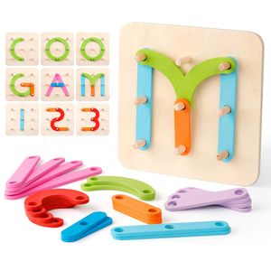 Coogam – Juego de bloques de madera para apilar y clasificar el número de letras, diseño de juguete