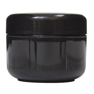 Houseables Contenedor de tarro negro, 2 onzas, capacidad de 5.4 fl oz, plástico, sin BPA, con forro interior extraíble y tapas de cúpula para muestras