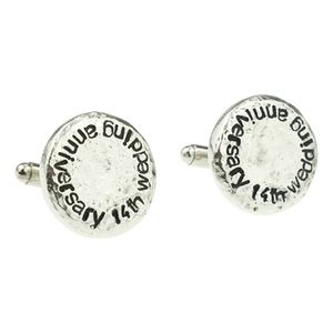 14th Aniversario de boda Hammered cuff-links para marido, 14th Aniversario Regalo Idea & Keepsake