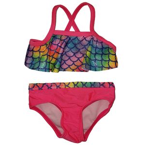 Bañador de 2 piezas para niña, diseño de sirena, color rosa