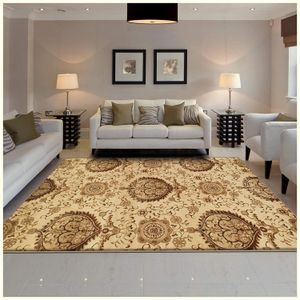 Alfombra de área de la colección Superior Poplar, patrón tradicional de medallón de oro, 0.394 in de altura con respaldo de yute, alfombras contemporá