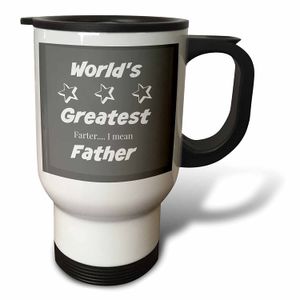 Jacoba Fathers Day Comillas – The Worlds Greatest FARTER... I Mean Padre – Taza de viaje, Blanco