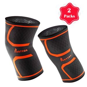 Rodillera de compresión (1 par), mejor compresión rodillera con tiras de gel para correr, deportes, correr, baloncesto, recuperación de lesiones para