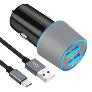 Cargador de coche rápido USB C, compatible con Samsung Galaxy S10/S10+/S10e/Note 9/Note 8/S9/S9 Plus/S8/S8 Plus, carga rápida 3.0 Dual USB cargador de