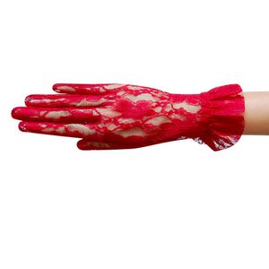 ZAZA nupcial flor patrón Guantes de encaje con volantes de la mujer muñeca Longitud