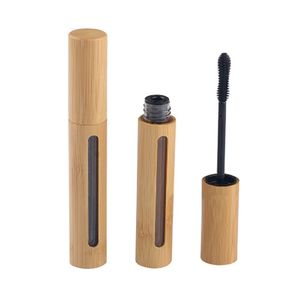 2Pcs 6ml High-Grade Bamboo Mascara Tube Bottles Vials Reusable Refillable Empty Eyelash Cream Container Bottle with Eyelash Wand and Plug for Castor O
