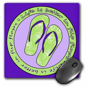 3dRose LLC 8 x 8 x 0.25 inches la vida es mejor en Flip Flops Verde y Morado Mouse Pad (MP _ _ _ _ _ _ _ _ _ _ 77542 _ _ _ _ _ _ _ _ _ _ 1)