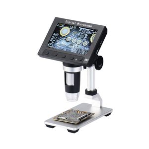 Jiusion - Microscopio digital con pantalla LCD a todo color de 4,3 pulgadas, con zoom de aumento de 10X a 500X, para grabación de vídeo/ahorro de víde