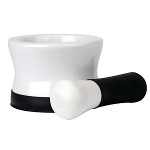 HealthSmart – Mortero y pilón de porcelana con base de silicona negro