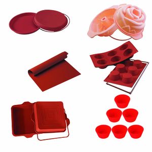 Silikomart 11-Piece Bakeware de silicona Set con 4 anillas de seguro