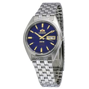 Orient # fab0000dd – Chaqueta 3 Estrella Acero Inoxidable Esfera Azul Día Fecha Reloj Automático