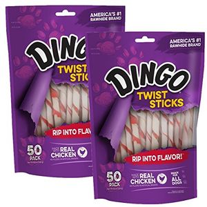 DINGO Twist Treat Sticks Pollo relleno de masticables de cuero crudo