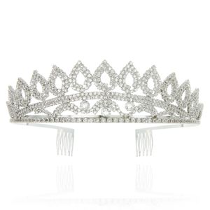 Corona de gota con circonita cúbica AAA grabada en plata radiante