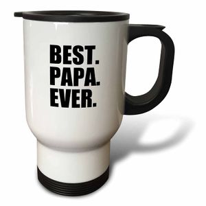 inspirationzstore Tipografía – Best Papa Ever – Regalos para papá – Padre apodos – Bueno para Fathers Day – texto negro – Taza de viaje, Negro/Blanco