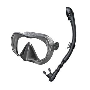 Seac Touch Scuba - Máscara de buceo sin marco, sin marco, juego de snorkel S/BL