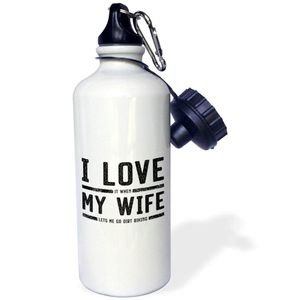 3dRose Carsten Reisinger – Ilustraciones – I Love it When My Wife Lets me go Dirt Biking Funny Partner Design – Botella de agua deportiva de 21 oz (wb