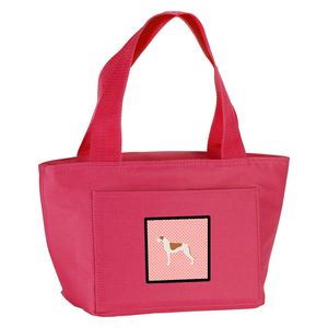 Tesoros de la Caroline bb3605pk-8808 Greyhound Checkerboard grande bolsa para la merienda, color rosa, multicolor