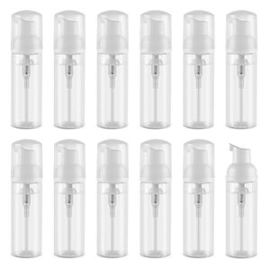 Foraineam 50 ml / 1,7 oz Dispensador de espuma para botella de plástico sin BPA, recargable, mini dispensador de jabón de espuma, 12 unidades
