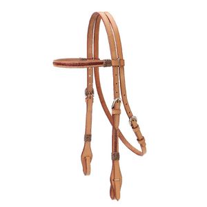 La banda de Colorado guarnicionería Brow Headstall con trenzado rojo Rawhide Overlay