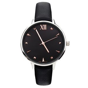 Rosemarie Collections Women's Faux Leather Round Two Toned Face Fashion Watch