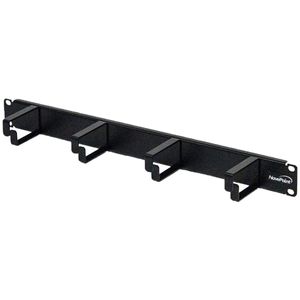 navepoint Horizontal de 19 pulgadas 1U Rack Mount panel de gestión de cables con 4 anillas en D 2-inches Deep Black