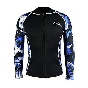 Layatone Wetsuit Top Men Women 3mm Neoprene Suit Scuba Diving Surfing Jacket Rash Guard Wet Suits Top Jacket Women Men Adults Long Sleeves Front YKK Z