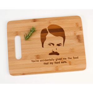 Ron Swanson You 've Accidentally Given Me The Food That My Food Eats. Funny Parks and Recreation - Tabla de cortar de madera de bambú grabada con parq